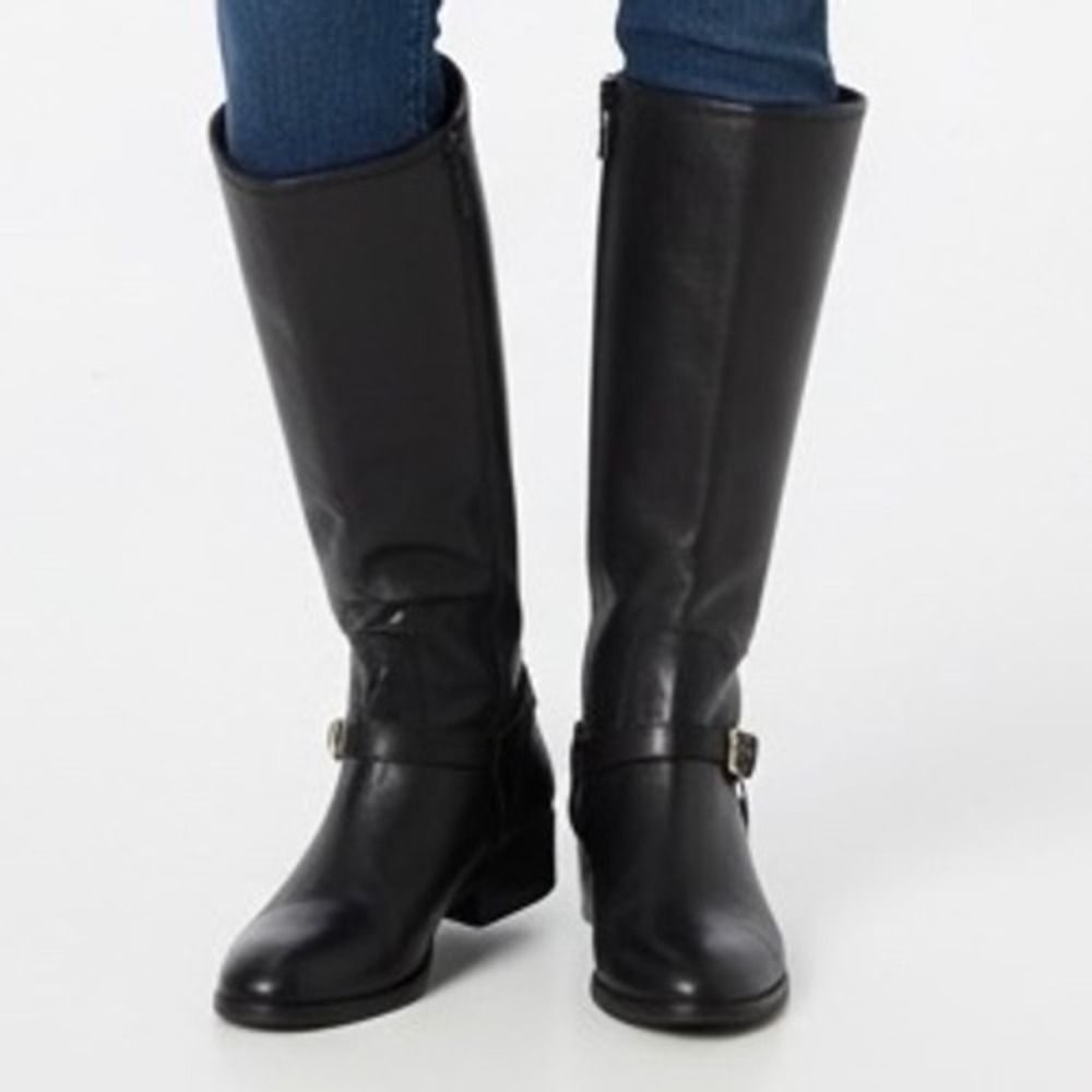 Lauren Ralph Lauren Marion Leather Boots Women 10 Black Knee Riding Equestrian